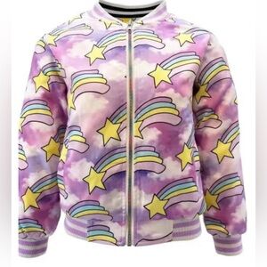 Lola and The Boys Shooting Stars Reversible Satin Bomber